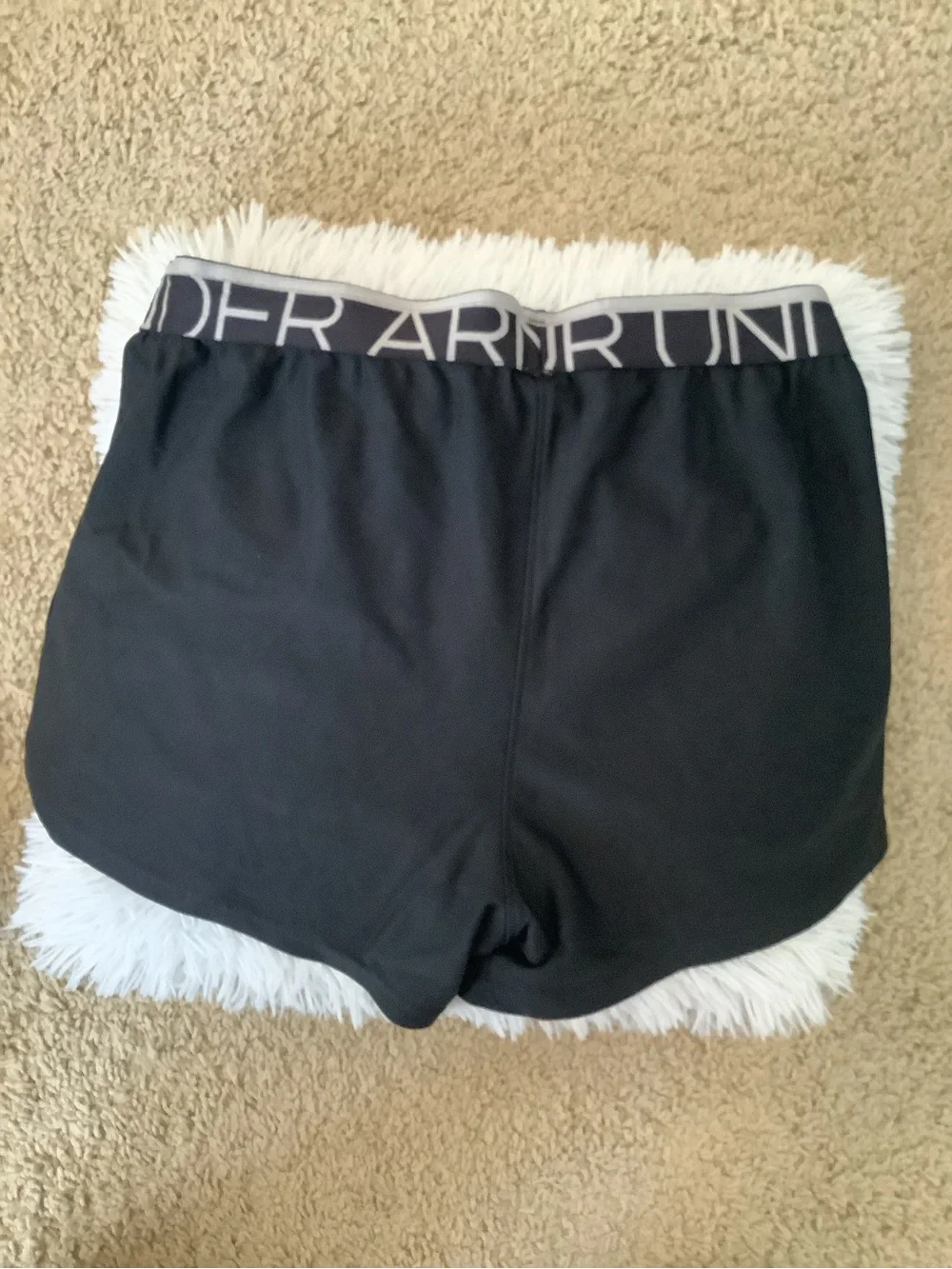 Under Armour Black Women's Athletic Shorts with Branded Waistband - Picture 2 of 2